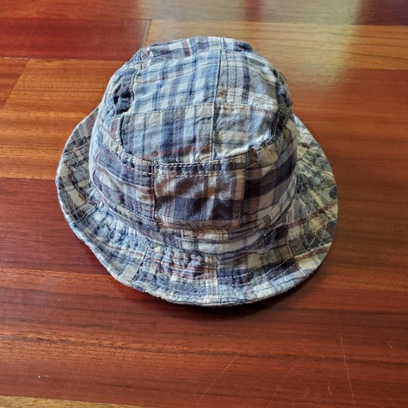 Baby Gap Blue/Gray Plaid Beach Hat 12-18 Months - Picture 7 of 14